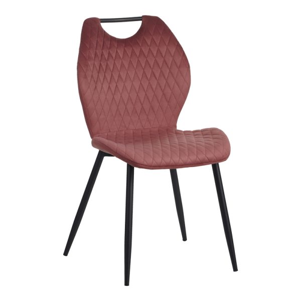 096 000046 6 Bongo chair pakoworld velvet in rotten apple shade with black metal legs 56.5x47x84cmIndoor furniture > Chairs