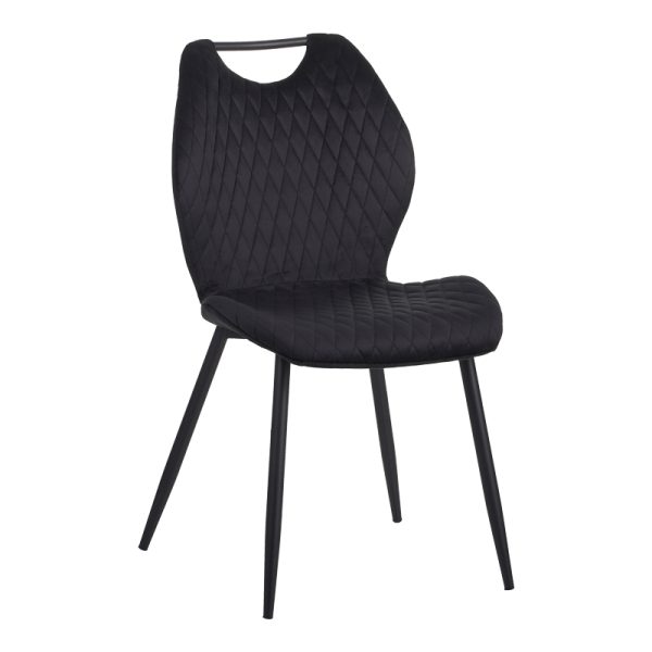 096 000047 6 Bongo chair pakoworld velvet in black shade with black metal legs 56.5x47x84cmIndoor furniture > Chairs