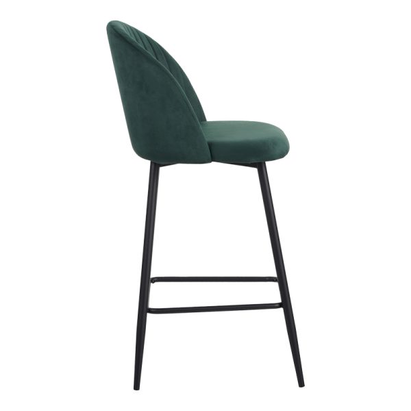096 000048 3 1 Barow pakoworld velvet bar stool in dark green shade with black metal legs 53x46.5x96.5Indoor furniture > Bar stools