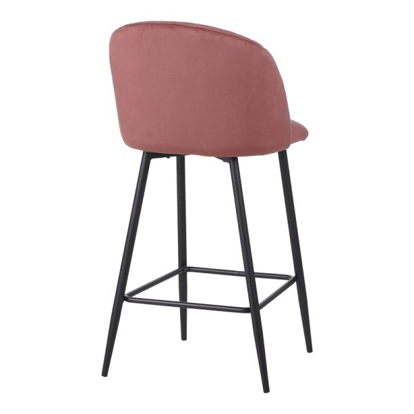 096 000050 2 3 Barow bar stool pakoworld velvet in rotten apple shade with black metal legs 53x46.5x96.5Indoor furniture > Stools