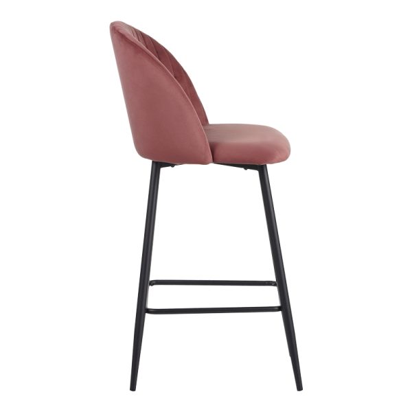 096 000050 3 3 Barow bar stool pakoworld velvet in rotten apple shade with black metal legs 53x46.5x96.5Indoor furniture > Stools