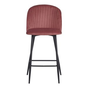 096 000050 4 3 Barow bar stool pakoworld velvet in rotten apple shade with black metal legs 53x46.5x96.5Indoor furniture > Stools