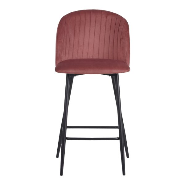 096 000050 4 3 Barow bar stool pakoworld velvet in rotten apple shade with black metal legs 53x46.5x96.5Indoor furniture > Stools