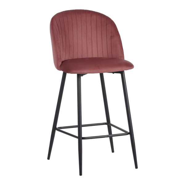 096 000050 6 Barow bar stool pakoworld velvet in rotten apple shade with black metal legs 53x46.5x96.5Indoor furniture > Stools
