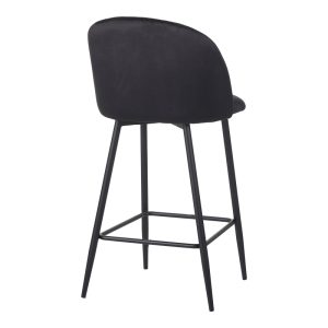 096 000051 2 4 Barow bar stool pakoworld velvet in black shade with black metal legs 53x46.5x96.5Indoor furniture > Bar stools