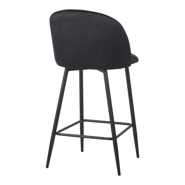 096 000051 2 4 Barow bar stool pakoworld velvet in black shade with black metal legs 53x46.5x96.5Indoor furniture > Bar stools