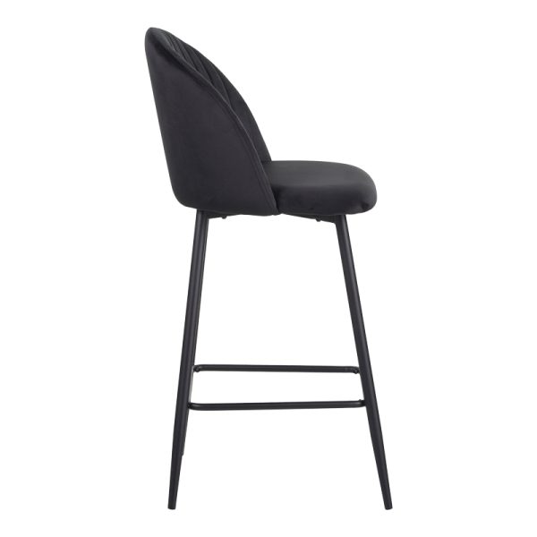 096 000051 3 4 Barow bar stool pakoworld velvet in black shade with black metal legs 53x46.5x96.5Indoor furniture > Bar stools