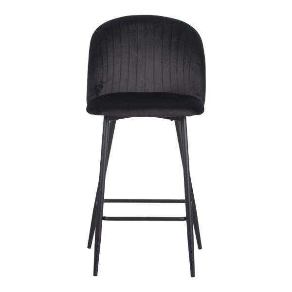 096 000051 4 4 Barow bar stool pakoworld velvet in black shade with black metal legs 53x46.5x96.5Indoor furniture > Bar stools