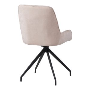 096 000052 2 2 Kadeira rotating chair pakoworld fabric in beige shade with black metal legs 57.5x51x89Indoor furniture > Chairs