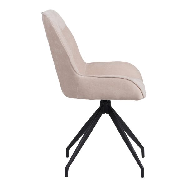 096 000052 3 2 Kadeira rotating chair pakoworld fabric in beige shade with black metal legs 57.5x51x89Indoor furniture > Chairs