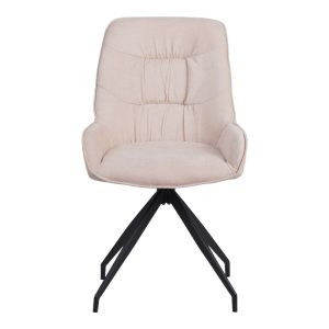 096 000052 4 2 Kadeira rotating chair pakoworld fabric in beige shade with black metal legs 57.5x51x89Indoor furniture > Chairs
