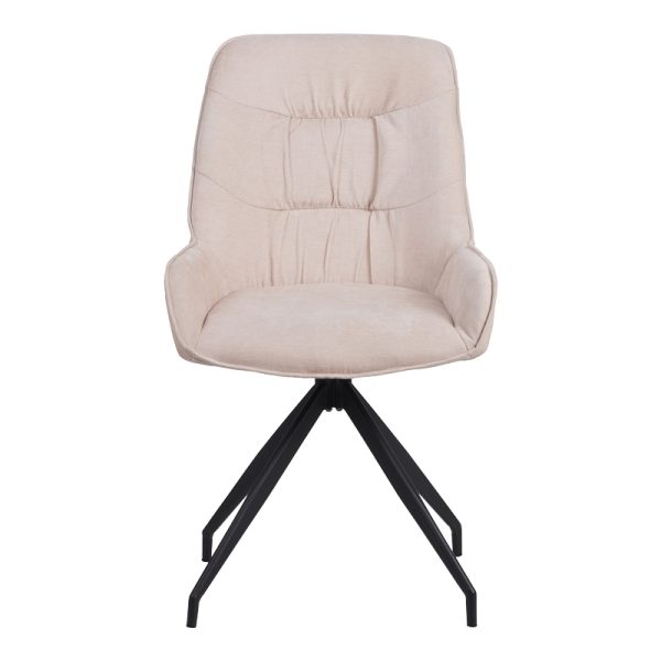 096 000052 4 2 Kadeira rotating chair pakoworld fabric in beige shade with black metal legs 57.5x51x89Indoor furniture > Chairs