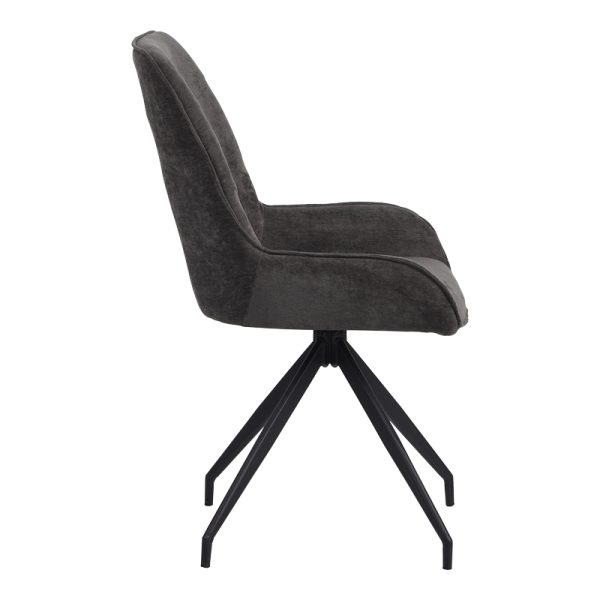 096 000053 3 2 Kadeira rotating chair pakoworld fabric dark grey shade- black metal legs 57.5x51x89cmIndoor furniture > Chairs