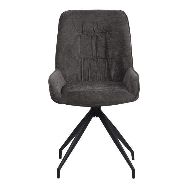 096 000053 4 2 Kadeira rotating chair pakoworld fabric dark grey shade- black metal legs 57.5x51x89cmIndoor furniture > Chairs