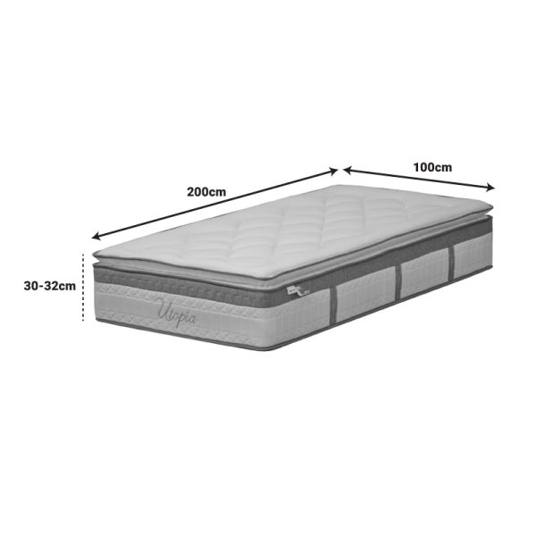100 000057 3 4 Mattress Utopia pakoworld pocket spring with topsoil 30-32cm 100x200cmIndoor furniture > Mattresses & Support