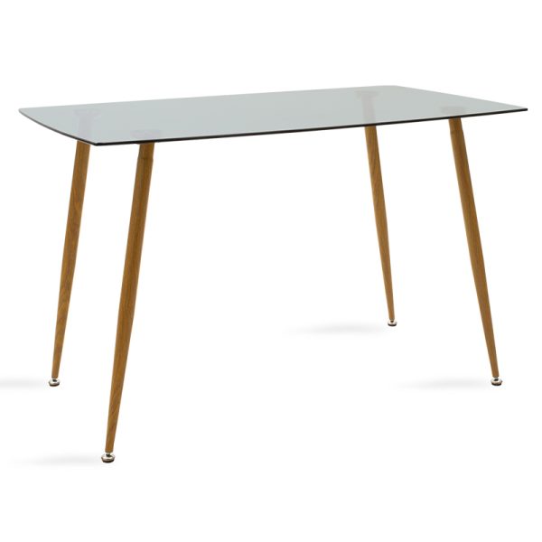 101 000018 10 Dining table Chloe pakoworld glass dark grey - natural legs 120x70x75cmIndoor furniture > Dining Tables