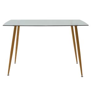 101 000018 2 7 Dining table Chloe pakoworld glass dark grey - natural legs 120x70x75cmIndoor furniture > Dining Tables