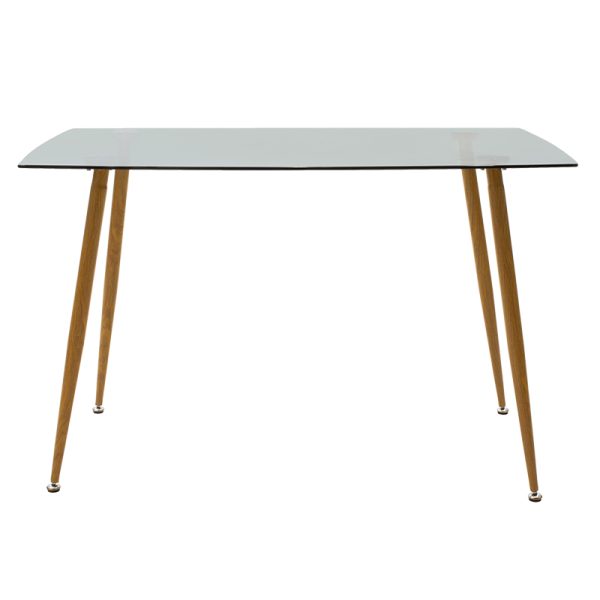 101 000018 2 7 Dining table Chloe pakoworld glass dark grey - natural legs 120x70x75cmIndoor furniture > Dining Tables