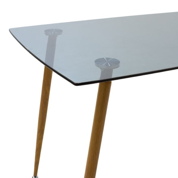 101 000018 3 7 Dining table Chloe pakoworld glass dark grey - natural legs 120x70x75cmIndoor furniture > Dining Tables