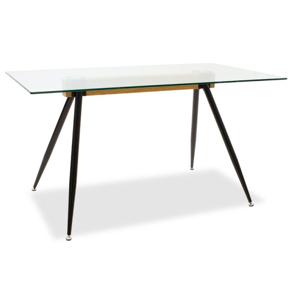 101 000019 6 Dining trable Astrid pakoworld glass 10mm black legs 140x80x75cmIndoor furniture > Dining Tables