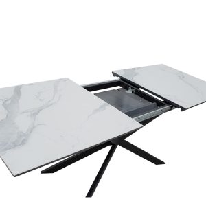 101 000036 3 5 Dining table extendable Palan pakoworld MDF marble grey-black160-200x80x77cmIndoor furniture > Dining Tables