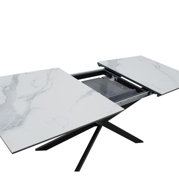 101 000036 3 5 Dining table extendable Palan pakoworld MDF marble grey-black160-200x80x77cmIndoor furniture > Dining Tables