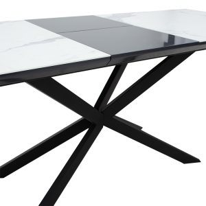 101 000036 4 5 Dining table extendable Palan pakoworld MDF marble grey-black160-200x80x77cmIndoor furniture > Dining Tables