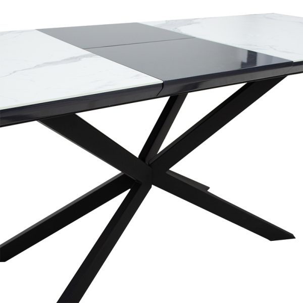 101 000036 4 5 Dining table extendable Palan pakoworld MDF marble grey-black160-200x80x77cmIndoor furniture > Dining Tables