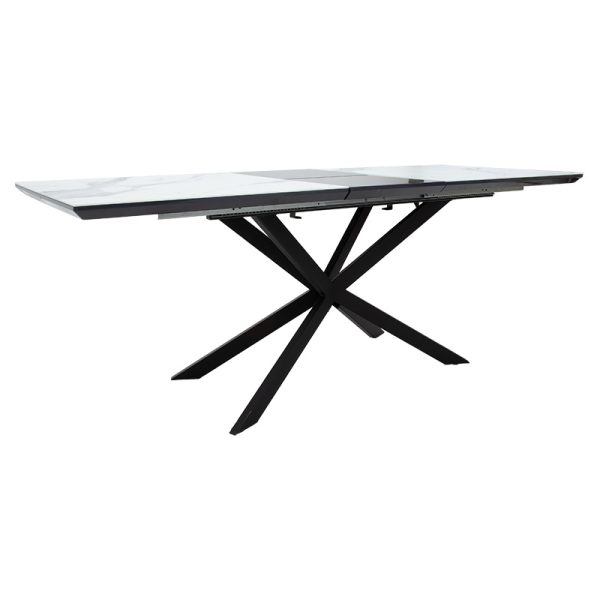 101 000036 8 Dining table extendable Palan pakoworld MDF marble grey-black160-200x80x77cmIndoor furniture > Dining Tables