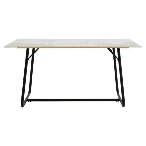 101 000074 2 2 Dinning table Revello pakoworld sintered stone white marble- metal black leg design 150x90x75cmSPRING OFFERS