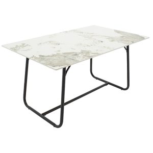 101 000074 3 2 Dinning table Revello pakoworld sintered stone white marble- metal black leg design 150x90x75cmSPRING OFFERS