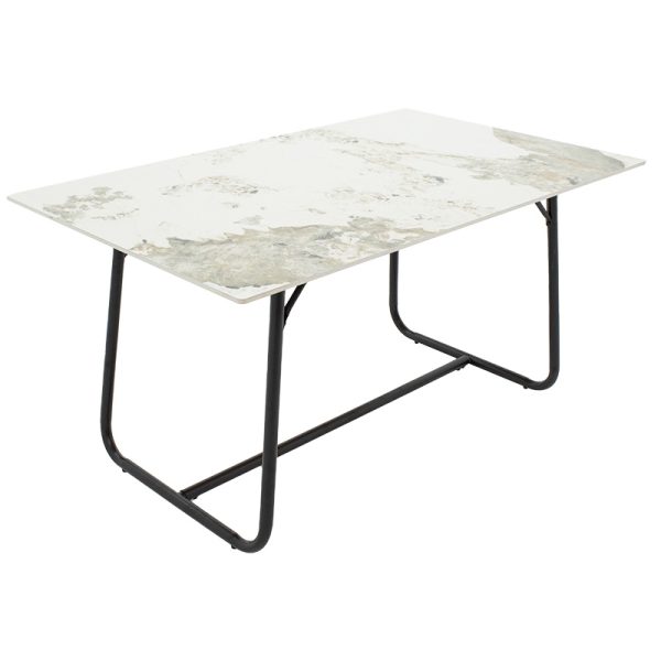 101 000074 3 2 Dinning table Revello pakoworld sintered stone white marble- metal black leg design 150x90x75cmSPRING OFFERS