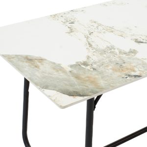 101 000074 4 2 Dinning table Revello pakoworld sintered stone white marble- metal black leg design 150x90x75cmSPRING OFFERS