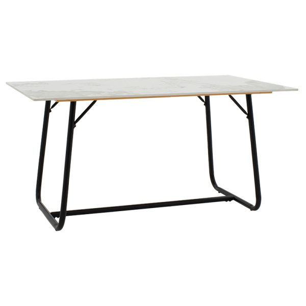 101 000074 5 Dinning table Revello pakoworld sintered stone white marble- metal black leg design 150x90x75cmSPRING OFFERS