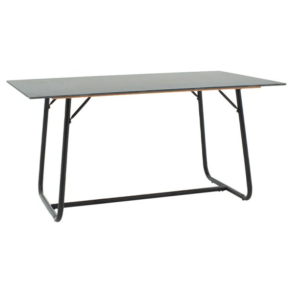 101 000075 5 Dinning table Revello pakoworld sintered stone black marble- metal black leg design 150x90x75cmSPRING OFFERS