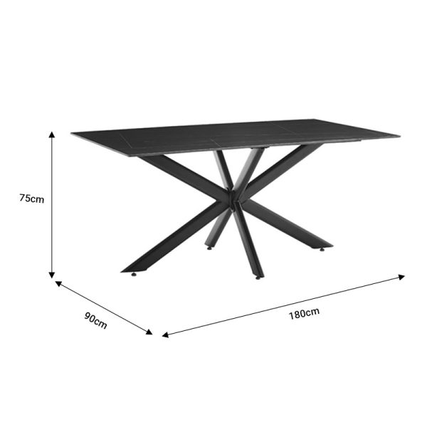 101 000084 3 4 Dinning table Bethan pakoworld sintered stone grey cement - metal black leg design 180x90x75cmIndoor furniture > Dining Tables