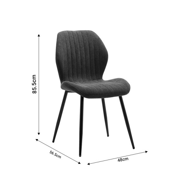 101 000085 4 14 Chair Fersity pakoworld dark grey fabric-black metal leg 48x56.5x85.5cmIndoor furniture > Chairs