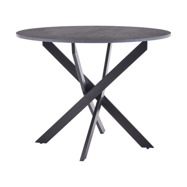 101 000089 10 Dining table Dammero pakoworld mdf in dark grey color and black metal leg D100x75cmIndoor furniture > Dining Tables