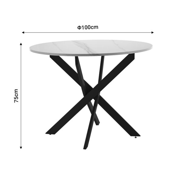 101 000089 4 7 Dining table Dammero pakoworld mdf in dark grey color and black metal leg D100x75cmIndoor furniture > Dining Tables