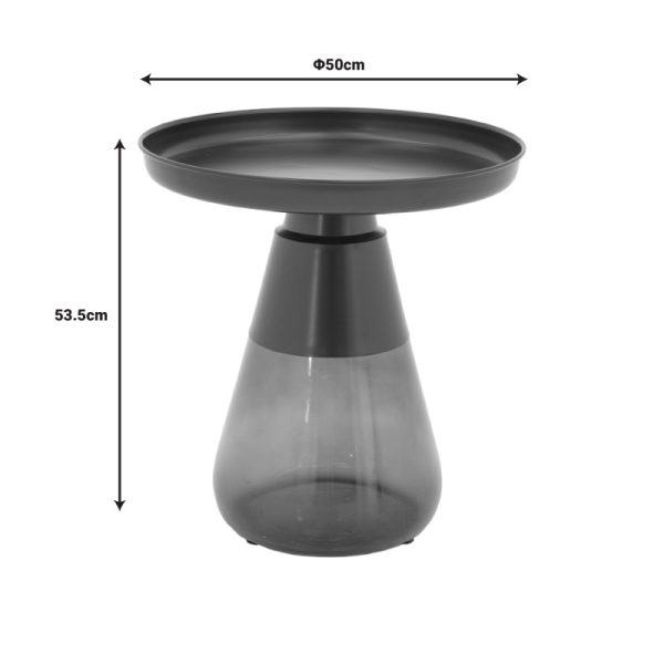 101 000103 3 4 Coffee table Kunlo Inart black metal-black glass D50x53.5cmSPRING OFFERS