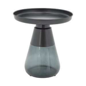 101 000103 6 Coffee table Kunlo Inart black metal-black glass D50x53.5cmSPRING OFFERS