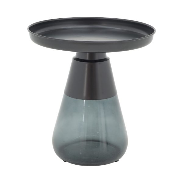 101 000103 6 Coffee table Kunlo Inart black metal-black glass D50x53.5cmSPRING OFFERS