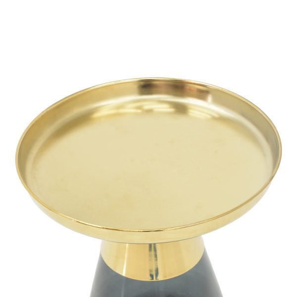 101 000104 2 2 Coffee table Kunlo Inart gold chrome-black glass D50x53.5cmIndoor furniture > Tables auxiliary