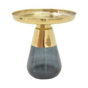 101 000104 5 Coffee table Kunlo Inart gold chrome-black glass D50x53.5cmIndoor furniture > Tables auxiliary