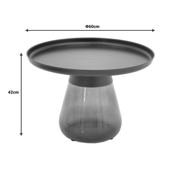101 000105 3 3 Coffee table Kunlo Inart black metal-black glass D60x42cmIndoor furniture > Tables auxiliary