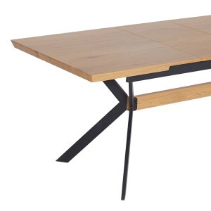 101 000120 2 6 Jessamy pakoworld table expandable MDF 43mm in natural shade and metal leg black 160/200x90x76cmIndoor furniture > Dining Tables