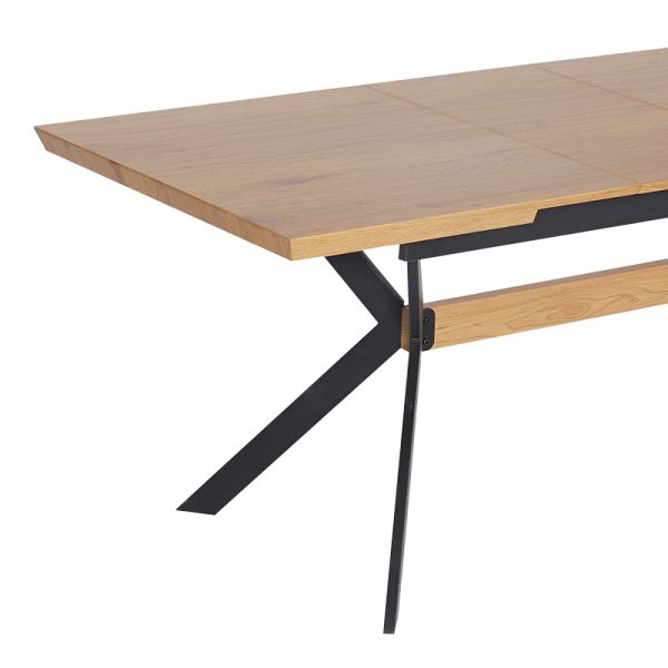 101 000120 2 6 Jessamy pakoworld table expandable MDF 43mm in natural shade and metal leg black 160/200x90x76cmIndoor furniture > Dining Tables