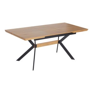 101 000120 8 Jessamy pakoworld table expandable MDF 43mm in natural shade and metal leg black 160/200x90x76cmIndoor furniture > Dining Tables