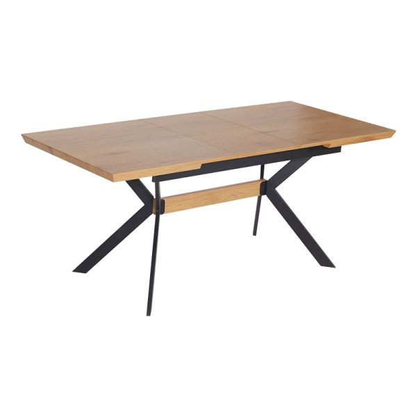 101 000120 8 Jessamy pakoworld table expandable MDF 43mm in natural shade and metal leg black 160/200x90x76cmIndoor furniture > Dining Tables