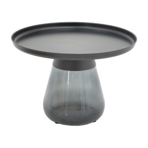 101 000123 2 4 Coffee table Kunlo Inart set 2 pieces black metal-black glassIndoor furniture > Coffee tables